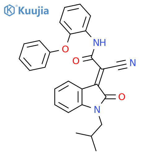 2-cyano-2-[1-(2-methylpropyl)-2-oxo-2,3-dihydro-1H-indol-3-ylidene]-N-(2-phenoxyphenyl)acetamide structure