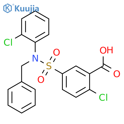 5-[BENZYL-(2-CHLORO-PHENYL)-SULFAMOYL]-2-CHLORO-BENZOIC ACID structure