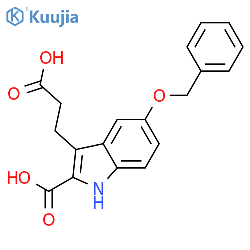 5-benzyloxy-3-(2-carboxy-ethyl)-indole-2-carboxylic acid structure