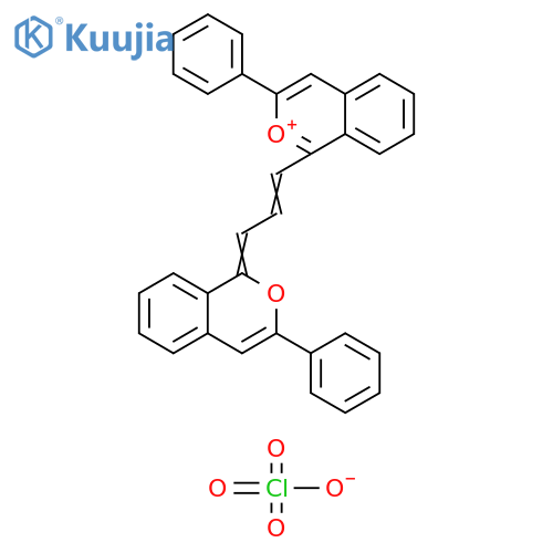 2-Benzopyrylium, 3-phenyl-1-[3-(3-phenyl-1H-2-benzopyran-1-ylidene)-1-propenyl]-, perchlorate (9CI) structure