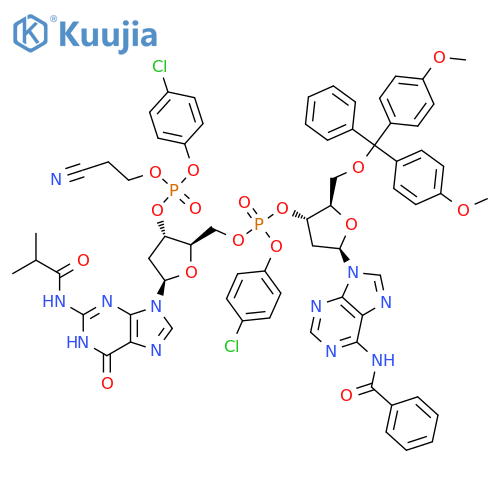 [(2R,3S,5R)-5-(6-Benzamidopurin-9-yl)-2-[[bis(4-methoxyphenyl)-phenylmethoxy]methyl]oxolan-3-yl] [(2R,3S,5R)-3-[(4-chlorophenoxy)-(2-cyanoethoxy)phosphoryl]oxy-5-[2-(2-methylpropanoylamino)-6-oxo-1H-purin-9-yl]oxolan-2-yl]methyl (4-chlorophenyl) phosphate structure