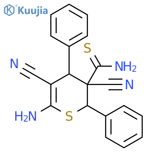 6-amino-3,5-dicyano-2,4-diphenyl-3,4-dihydro-2h-thiopyran-3-thiocarboxamide structure
