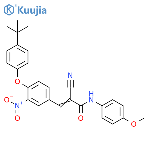 2-Cyano-3-[4-[4-(1,1-dimethylethyl)phenoxy]-3-nitrophenyl]-N-(4-methoxyphenyl)-2-propenamide structure