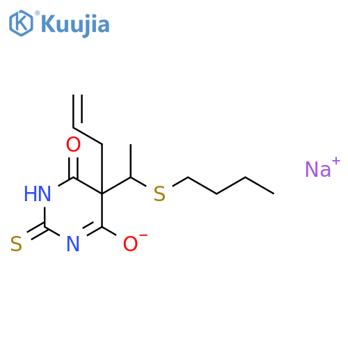 sodium 5-[1-(butylsulfanyl)ethyl]-6-oxo-5-prop-2-en-1-yl-2-thioxo-1,2,5,6-tetrahydropyrimidin-4-olate structure