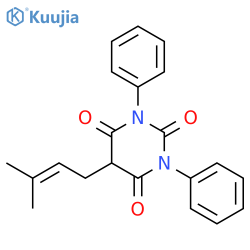 5-(3-methylbut-2-en-1-yl)-1,3-diphenylpyrimidine-2,4,6(1H,3H,5H)-trione structure