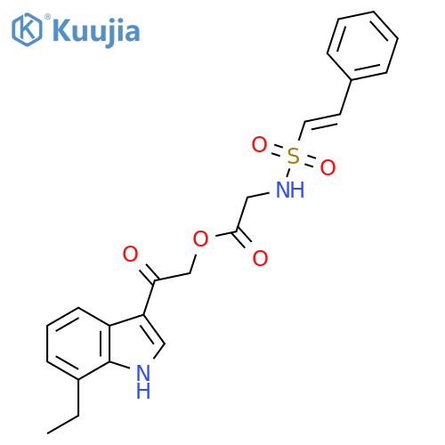 2-(7-ethyl-1H-indol-3-yl)-2-oxoethyl 2-(2-phenylethenesulfonamido)acetate structure