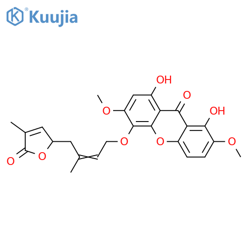 1,8-Dihydroxy-3,7-dimethoxy-4-[3-methyl-4-(4-methyl-5-oxo-2H-furan-2-yl)-2-butenyloxy]xanthone structure