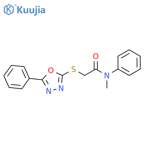Acetamide, N-methyl-N-phenyl-2-[(5-phenyl-1,3,4-oxadiazol-2-yl)thio]- structure