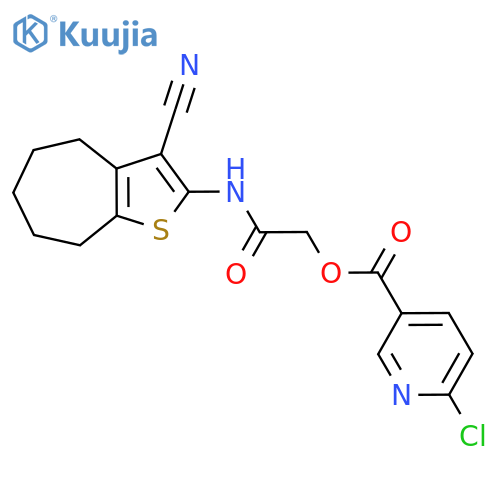 ({3-cyano-4H,5H,6H,7H,8H-cyclohepta[b]thiophen-2-yl}carbamoyl)methyl 6-chloropyridine-3-carboxylate structure