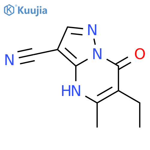 6-ethyl-5-methyl-7-oxo-4H,7H-pyrazolo1,5-apyrimidine-3-carbonitrile structure