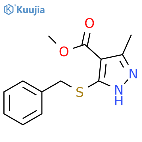 methyl 5-(benzylsulfanyl)-3-methyl-1H-pyrazole-4-carboxylate structure