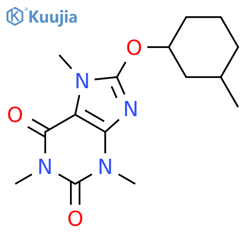 1,3,7-trimethyl-8-(3-methylcyclohexyl)oxypurine-2,6-dione structure
