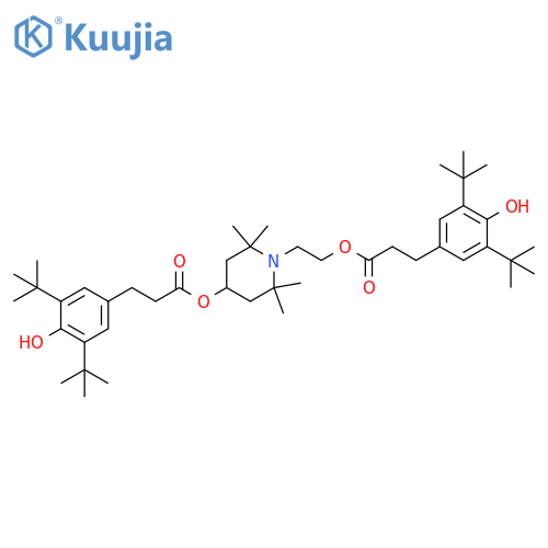Benzenepropanoic acid,3,5-bis(1,1-dimethylethyl)-4-hydroxy-,1-[2-[3-[3,5-bis(1,1-dimethylethyl)-4-hydroxyphenyl]-1-oxopropoxy]ethyl]-2,2,6,6-tetramethyl-4-piperidinylester structure