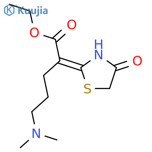 Pentanoic acid,5-(dimethylamino)-2-(4-oxo-2-thiazolidinylidene)-, ethyl ester structure