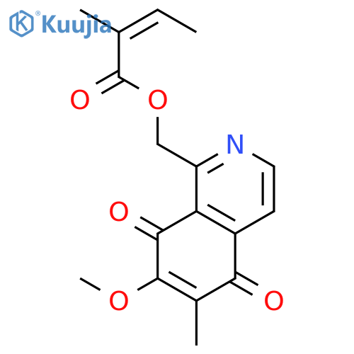 2-Butenoic acid,2-methyl-, (5,8-dihydro-7-methoxy-6-methyl-5,8-dioxo-1-isoquinolinyl)methylester, (2Z)- structure