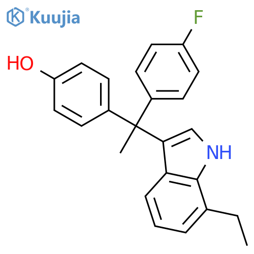 Phenol, 4-[1-(7-ethyl-1H-indol-3-yl)-1-(4-fluorophenyl)ethyl]- structure