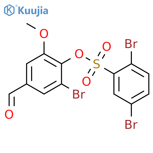 2-Bromo-4-formyl-6-methoxyphenyl 2,5-dibromobenzenesulfonate structure