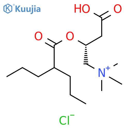 1-Propanaminium, 3-carboxy-N,N,N-trimethyl-2-[(1-oxo-2-propylpentyl)oxy]-, chloride, (R)- structure