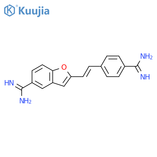 2-[(E)-2-(4-carbamimidoylphenyl)ethenyl]-1-benzofuran-5-carboximidamide structure