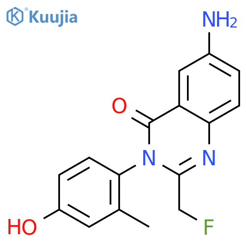 6-amino-2-(fluoromethyl)-3-(4-hydroxy-2-methylphenyl)quinazolin-4(3H)-one structure