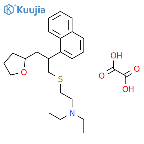 N,N-diethyl-2-{[2-naphthalen-1-yl-3-(tetrahydrofuran-2-yl)propyl]sulfanyl}ethanamine ethanedioate structure