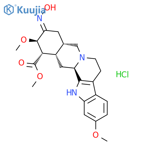 methyl (3beta,16beta,17alpha,18Z,20alpha)-18-(hydroxyimino)-11,17-dimethoxyyohimban-16-carboxylate hydrochloride structure