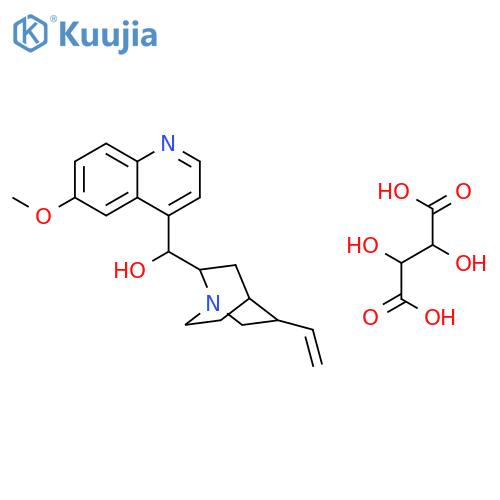 (2R,3R)-2,3-dihydroxybutanedioate; (S)-(6-methoxy-4-quinolyl)-(5-vinylquinuclidin-2-yl)methanol structure