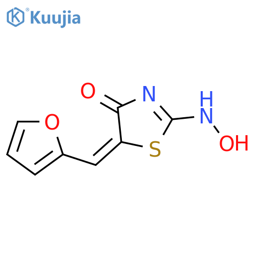 (5E)-5-(furan-2-ylmethylidene)-2-(hydroxyamino)-1,3-thiazol-4(5H)-one structure