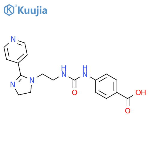 4-({[2-(2-pyridin-4-yl-4,5-dihydro-1H-imidazol-1-yl)ethyl]carbamoyl}amino)benzoic acid structure