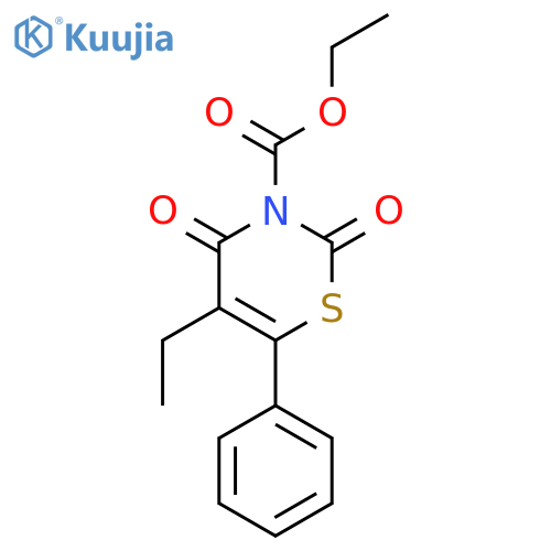 ethyl 5-ethyl-2,4-dioxo-6-phenyl-2H-1,3-thiazine-3(4H)-carboxylate structure
