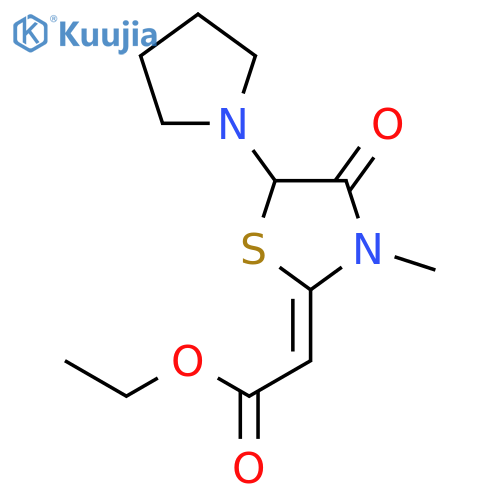 ethyl (2E)-(3-methyl-4-oxo-5-pyrrolidin-1-yl-1,3-thiazolidin-2-ylidene)ethanoate structure