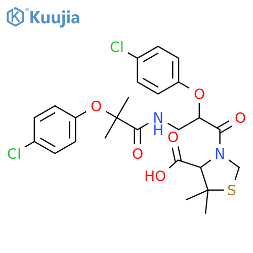 4-Thiazolidinecarboxylicacid,3-[2-(4-chlorophenoxy)-3-[[2-(4-chlorophenoxy)-2-methyl-1-oxopropyl]amino]-1-oxopropyl]-5,5-dimethyl- structure