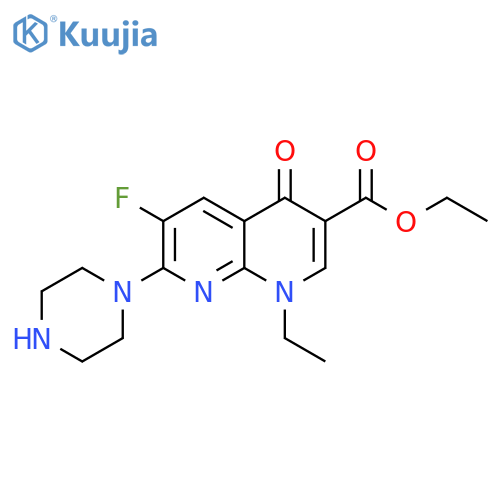 Ethyl 1-ethyl-6-fluoro-4-oxo-7-(piperazin-1-yl)-1,4-dihydro-1,8-naphthyridine-3-carboxylate structure