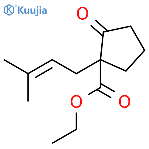 Cyclopentanecarboxylic acid, 1-(3-methyl-2-butenyl)-2-oxo-, ethyl ester structure