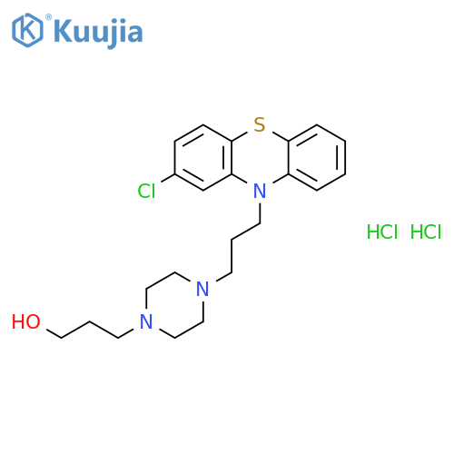 3-{4-[3-(2-chloro-10H-phenothiazin-10-yl)propyl]piperazin-1-yl}propan-1-ol dihydrochloride structure