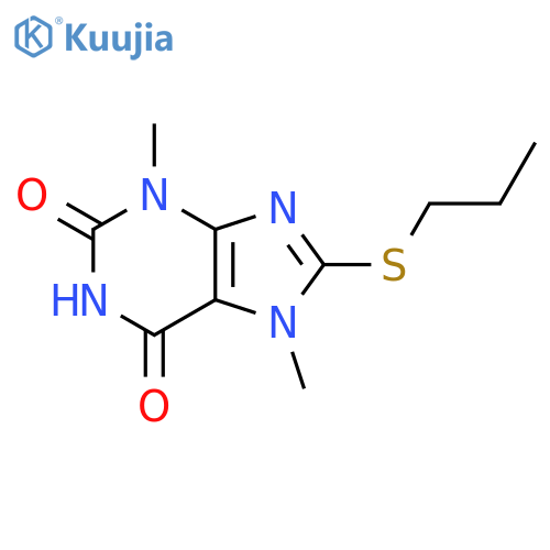 3,7-dimethyl-8-(propylsulfanyl)-3,7-dihydro-1H-purine-2,6-dione structure