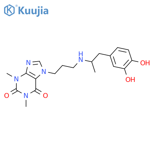 7-(3-{[2-(3,4-dihydroxyphenyl)-1-methylethyl]amino}propyl)-1,3-dimethyl-3,7-dihydro-1H-purine-2,6-dione structure