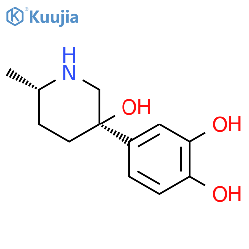 1,2-Benzenediol,4-[(3R,6R)-3-hydroxy-6-methyl-3-piperidinyl]-, rel- structure