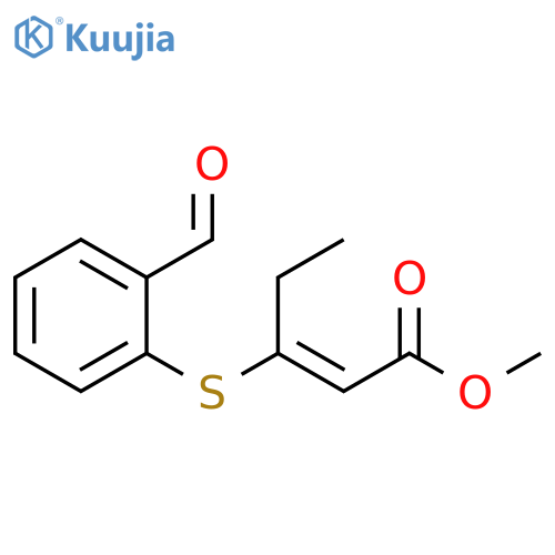 2-Pentenoic acid, 3-[(2-formylphenyl)thio]-, methyl ester, (2E)- structure