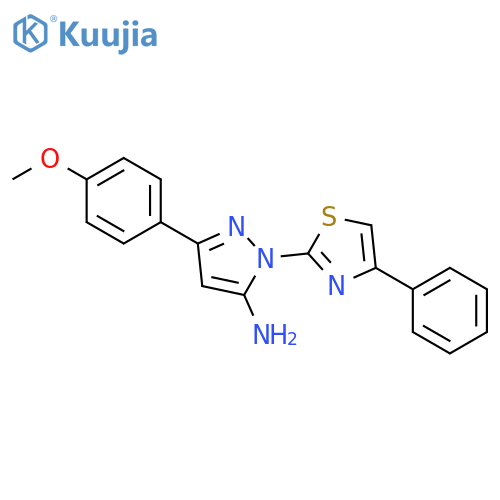 1H-Pyrazol-5-amine,3-(4-methoxyphenyl)-1-(4-phenyl-2-thiazolyl)- structure