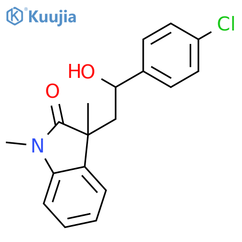 3-[2-(4-chlorophenyl)-2-hydroxyethyl]-1,3-dimethyl-1,3-dihydro-2H-indol-2-one structure