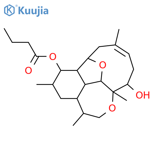 (12Z)-10-hydroxy-4,6,9,13-tetramethyldecahydro-2H-2,9-pent[2]enofuro[2,3,4-ef][3]benzoxepin-3-yl butanoate structure
