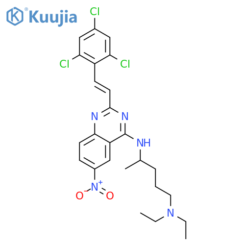 N~1~,N~1~-diethyl-N~4~-{6-nitro-2-[(E)-2-(2,4,6-trichlorophenyl)ethenyl]quinazolin-4-yl}pentane-1,4-diamine structure