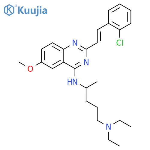 N~4~-{2-[(E)-2-(2-chlorophenyl)ethenyl]-6-methoxyquinazolin-4-yl}-N~1~,N~1~-diethylpentane-1,4-diamine structure