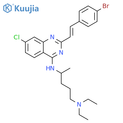 N~4~-{2-[(E)-2-(4-bromophenyl)ethenyl]-7-chloroquinazolin-4-yl}-N~1~,N~1~-diethylpentane-1,4-diamine structure