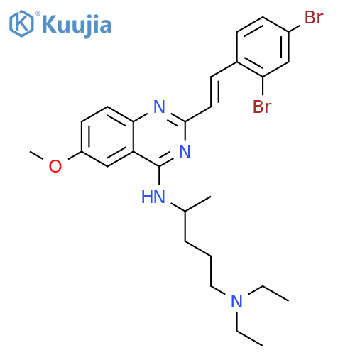 N~4~-{2-[(E)-2-(2,4-dibromophenyl)ethenyl]-6-methoxyquinazolin-4-yl}-N~1~,N~1~-diethylpentane-1,4-diamine structure