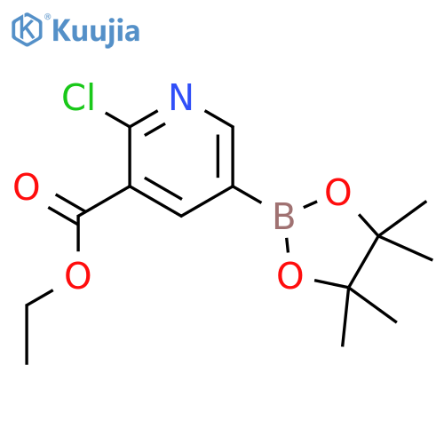 2-chloro-5-(4,4,5,5-tetramethyl-1,3,2-dioxaborolan-2-yl)-3-Pyridinecarboxylic acid ethyl ester structure