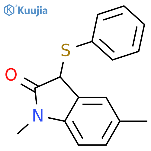 2H-INDOL-2-ONE, 1,3-DIHYDRO-1,5-DIMETHYL-3-(PHENYLTHIO)- structure