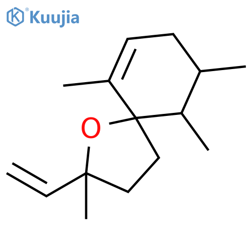2,6,9,10-tetramethyl-2-vinyl-1-oxa-spiro[4.5]dec-6-ene structure
