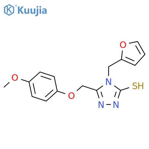 4-(2-furylmethyl)-5-[(4-methoxyphenoxy)methyl]-4H-1,2,4-triazole-3-thiol structure